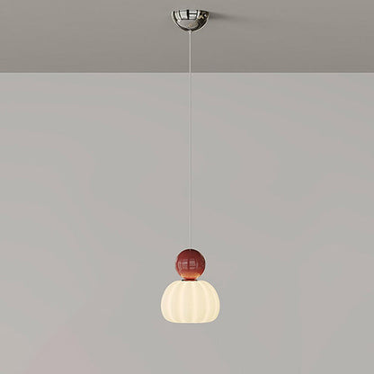 Contemporary Creative Round Pumpkin Iron Ball PE LED Pendant Light For Bedroom