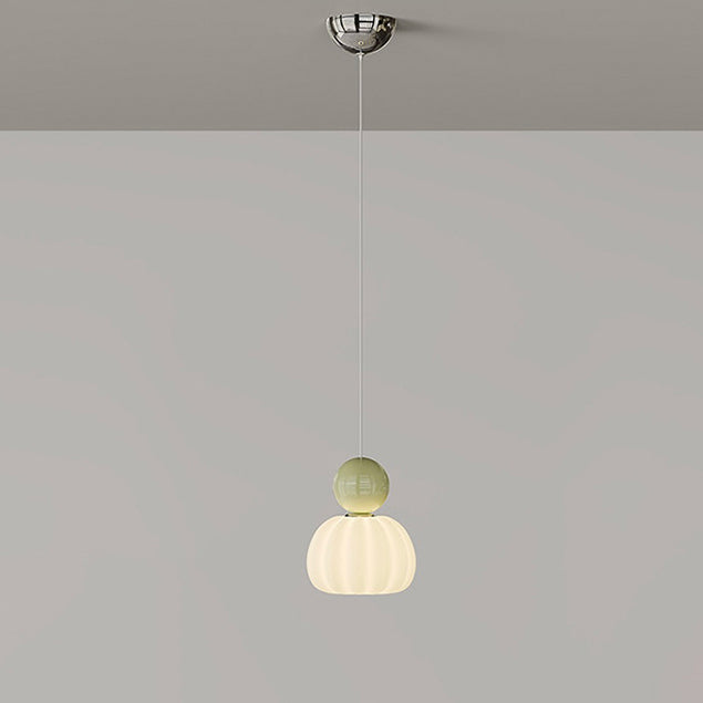 Contemporary Creative Round Pumpkin Iron Ball PE LED Pendant Light For Bedroom