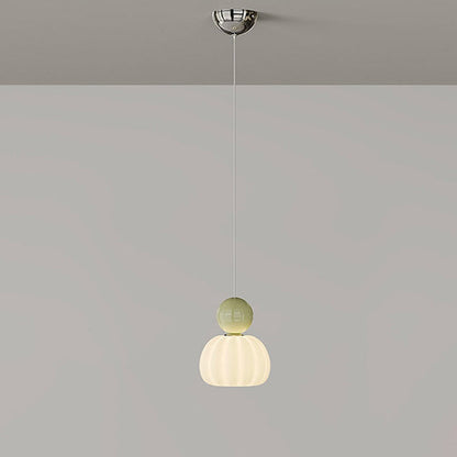 Contemporary Creative Round Pumpkin Iron Ball PE LED Pendant Light For Bedroom