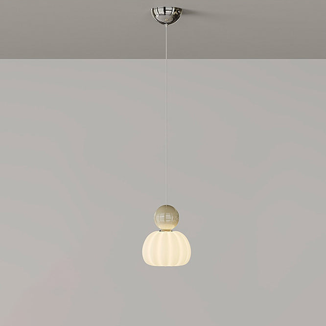 Contemporary Creative Round Pumpkin Iron Ball PE LED Pendant Light For Bedroom