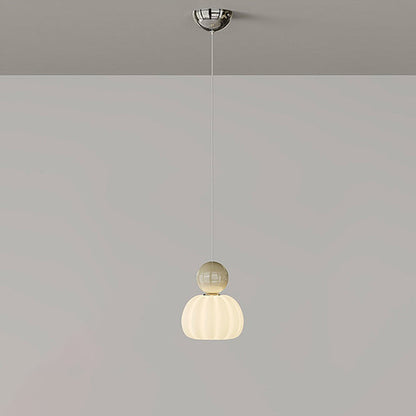 Contemporary Creative Round Pumpkin Iron Ball PE LED Pendant Light For Bedroom