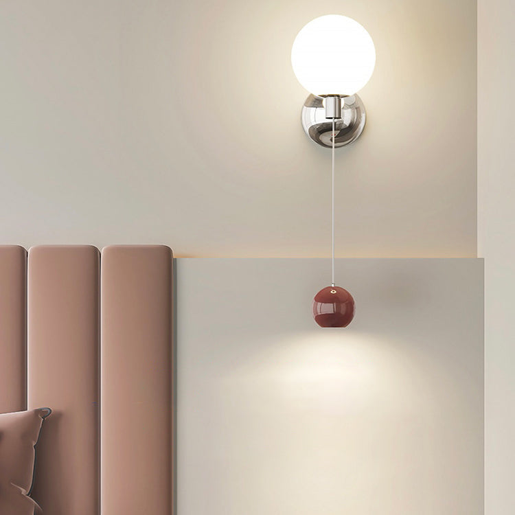 Contemporary Creative Iron Glass Globe LED Wall Sconce Lamp For Bedroom