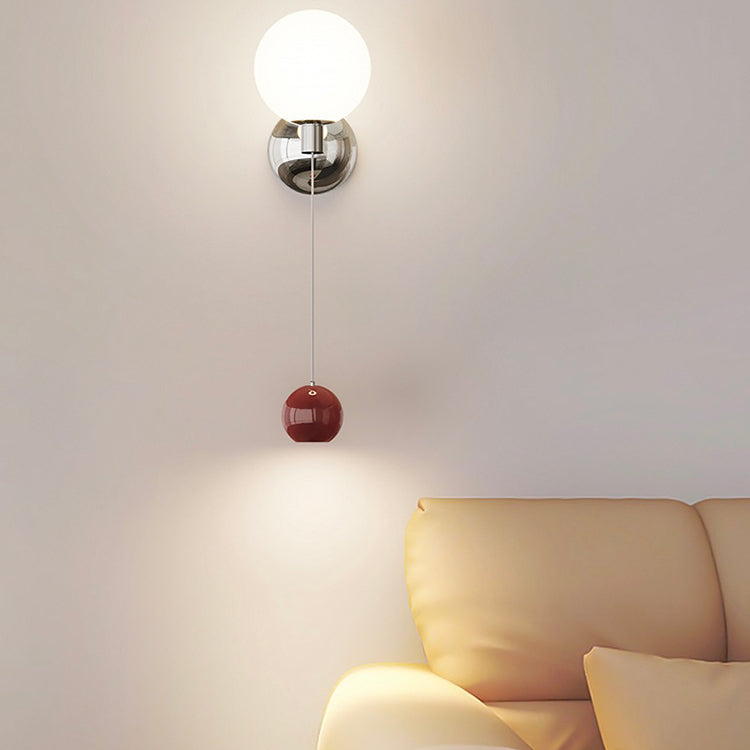 Contemporary Creative Iron Glass Globe LED Wall Sconce Lamp For Bedroom