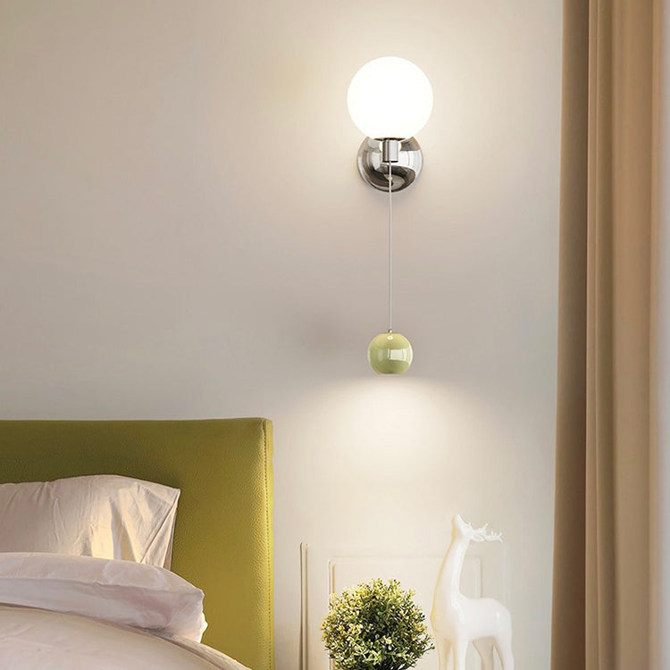 Contemporary Creative Iron Glass Globe LED Wall Sconce Lamp For Bedroom