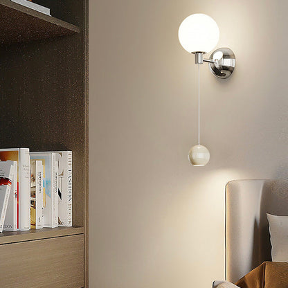Contemporary Creative Iron Glass Globe LED Wall Sconce Lamp For Bedroom