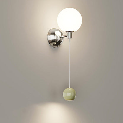Contemporary Creative Iron Glass Globe LED Wall Sconce Lamp For Bedroom