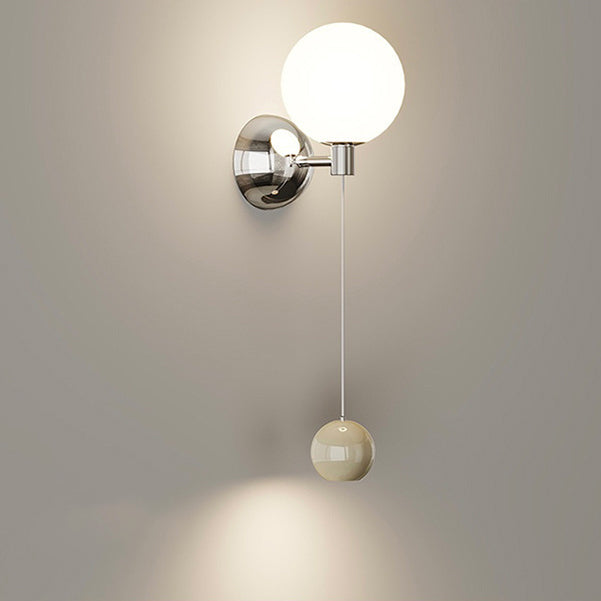 Contemporary Creative Iron Glass Globe LED Wall Sconce Lamp For Bedroom