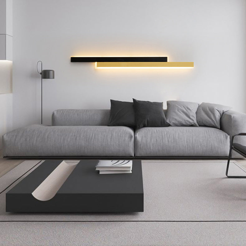 Modern Minimalist Double Long Strip Acrylic Iron LED Wall Sconce Lamp For Bedroom