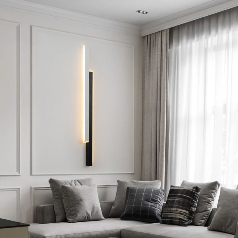 Modern Minimalist Double Long Strip Acrylic Iron LED Wall Sconce Lamp For Bedroom