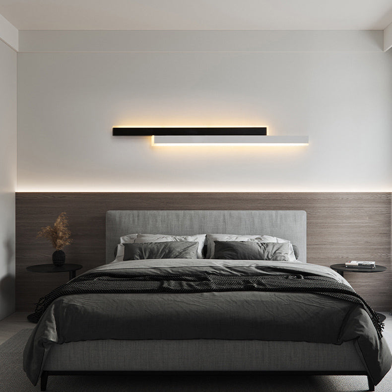 Modern Minimalist Double Long Strip Acrylic Iron LED Wall Sconce Lamp For Bedroom