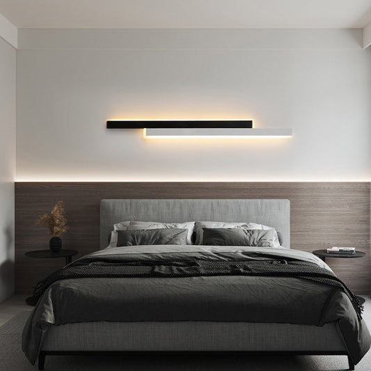 Modern Minimalist Double Long Strip Acrylic Iron LED Wall Sconce Lamp For Bedroom