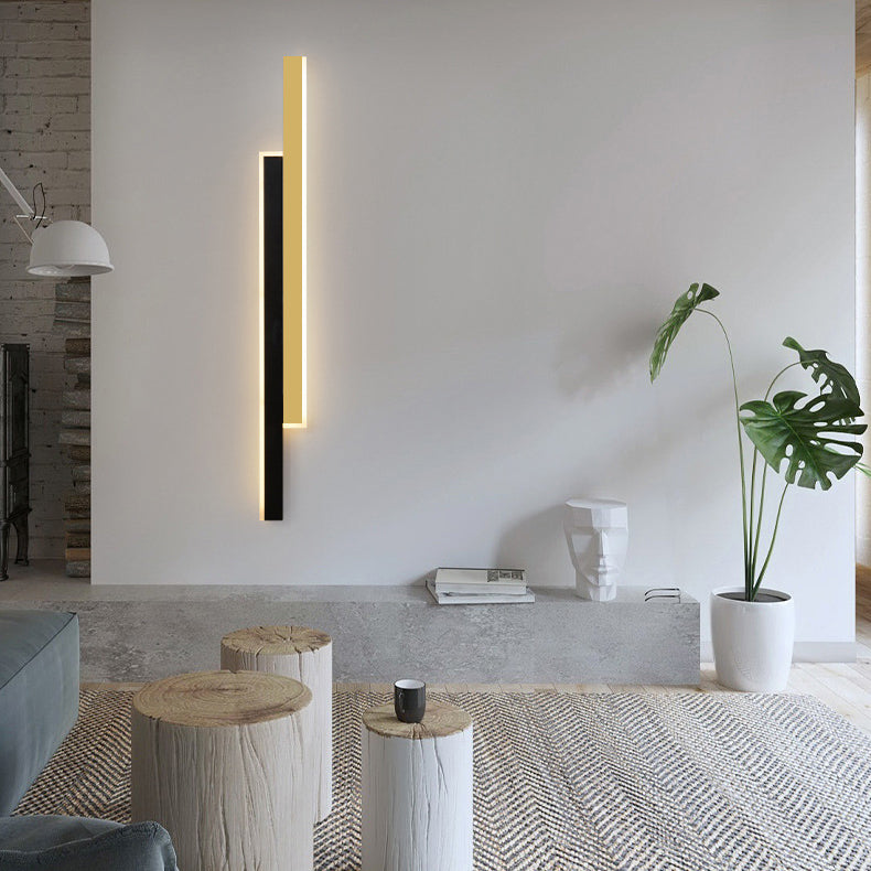 Modern Minimalist Double Long Strip Acrylic Iron LED Wall Sconce Lamp For Bedroom