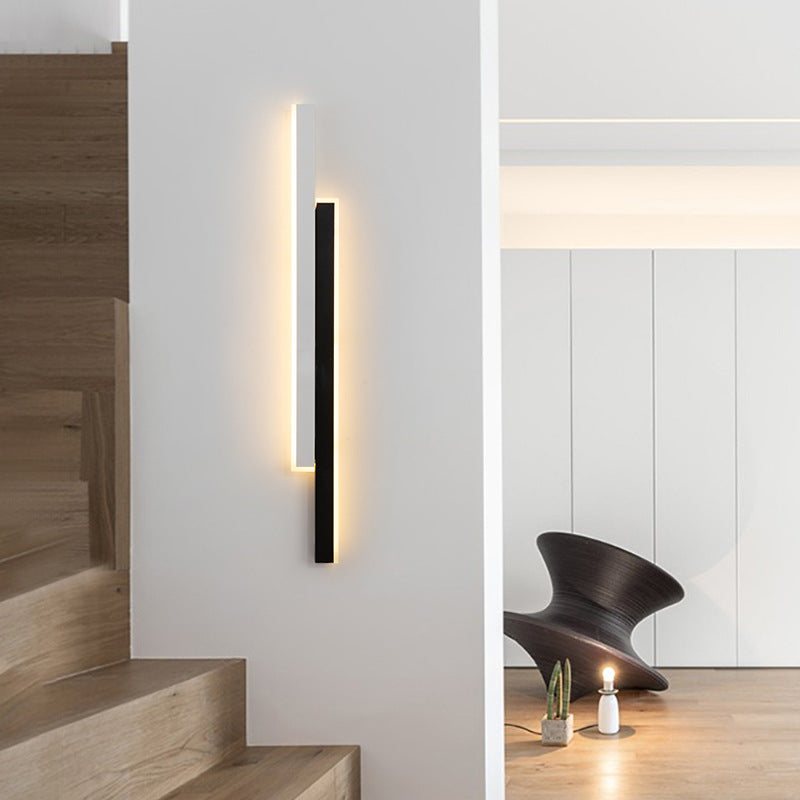 Modern Minimalist Double Long Strip Acrylic Iron LED Wall Sconce Lamp For Bedroom