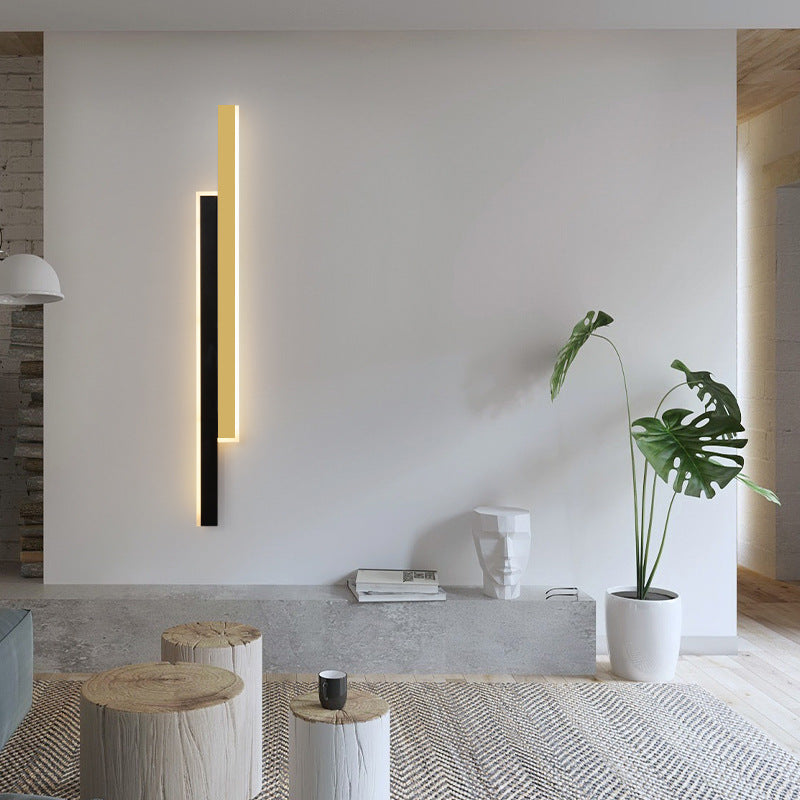 Modern Minimalist Double Long Strip Acrylic Iron LED Wall Sconce Lamp For Bedroom