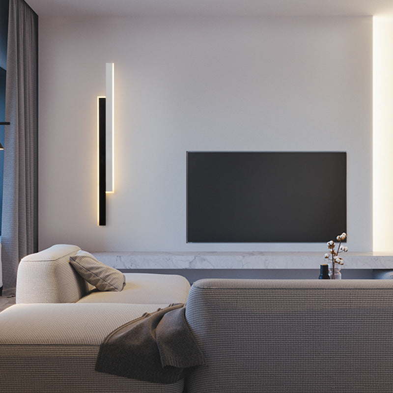 Modern Minimalist Double Long Strip Acrylic Iron LED Wall Sconce Lamp For Bedroom