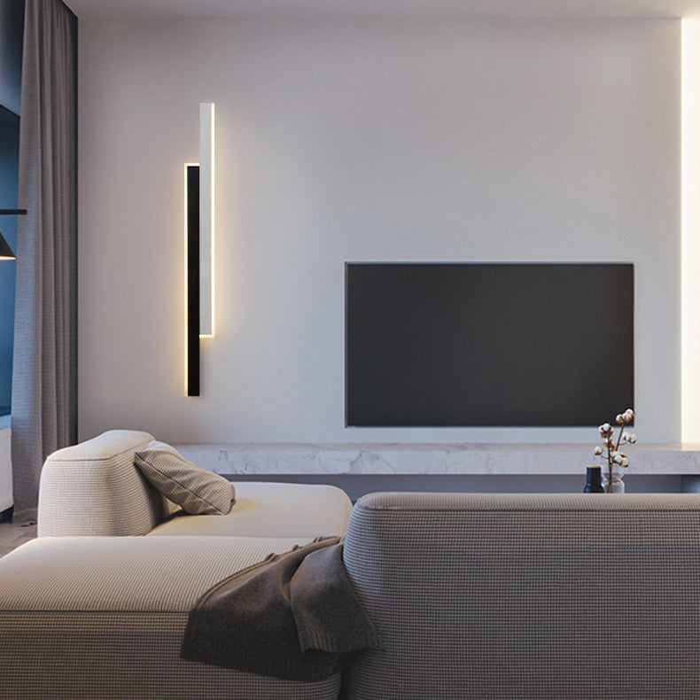 Modern Minimalist Double Long Strip Acrylic Iron LED Wall Sconce Lamp For Bedroom