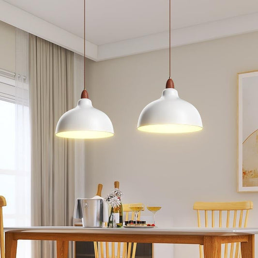 Modern Minimalist Bowl Shaped Hardware Wood 2/3 Light Island Light Chandelier For Dining Room