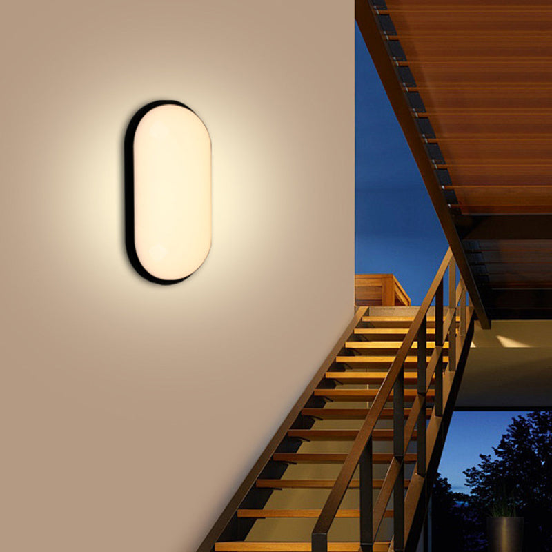 Modern Minimalist Waterproof Oval PP PC LED Wall Sconce Lamp For Outdoor