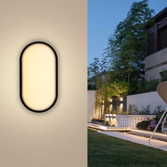 Modern Minimalist Waterproof Oval PP PC LED Wall Sconce Lamp For Outdoor