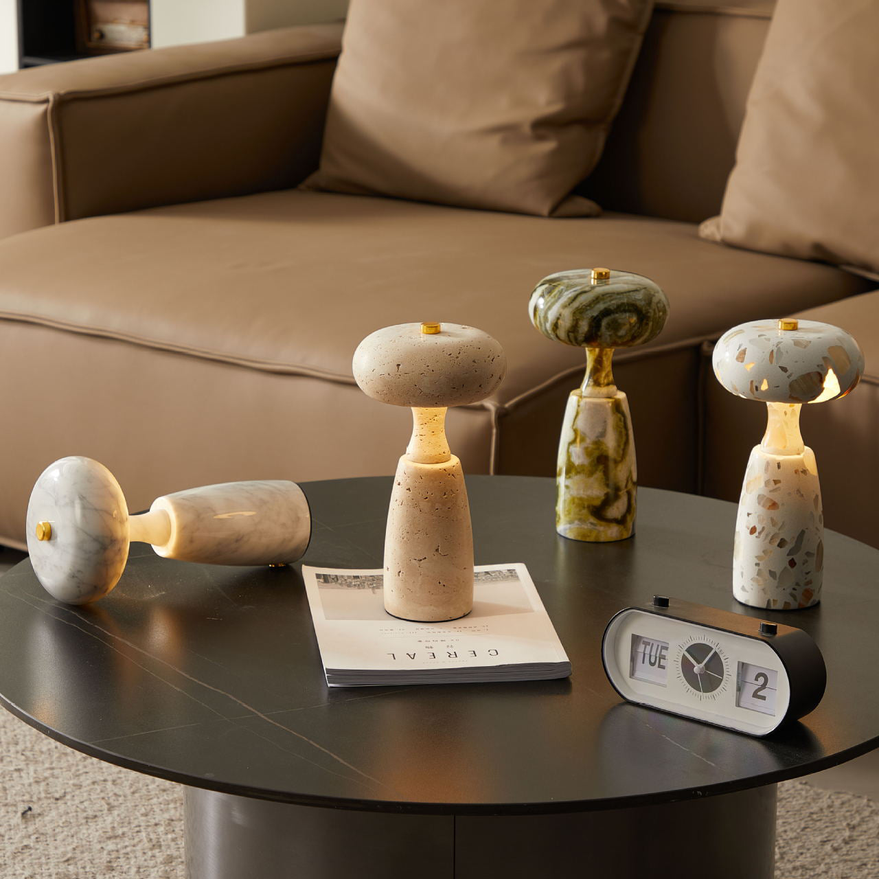 Contemporary Creative USB Rechargeable Mushroom Arc Stone LED Table Lamp For Bedroom
