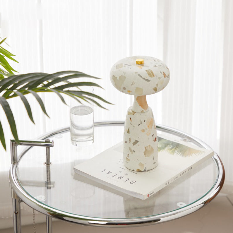Contemporary Creative USB Rechargeable Mushroom Arc Stone LED Table Lamp For Bedroom