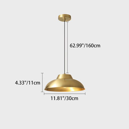Contemporary Luxury Conical Dome Brass Wood 1-Light Pendant Light For Living Room