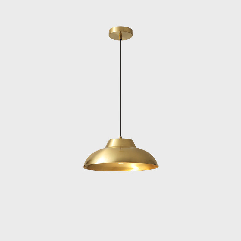 Contemporary Luxury Conical Dome Brass Wood 1-Light Pendant Light For Living Room