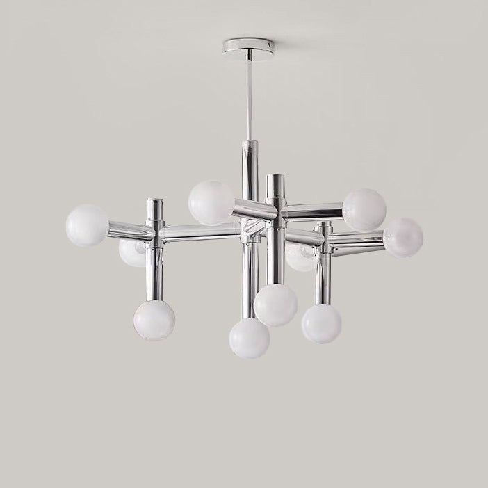 Modern Mid-Century Sputnik Iron Frame Acrylic Ball Shade 10/13-Light Chandelier For Living Room