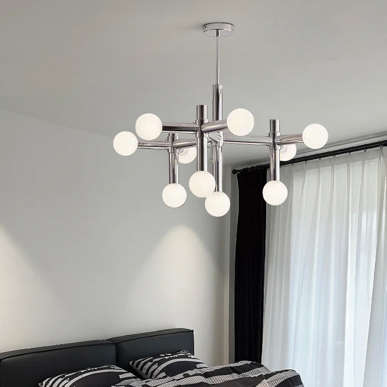 Modern Mid-Century Sputnik Iron Frame Acrylic Ball Shade 10/13-Light Chandelier For Living Room