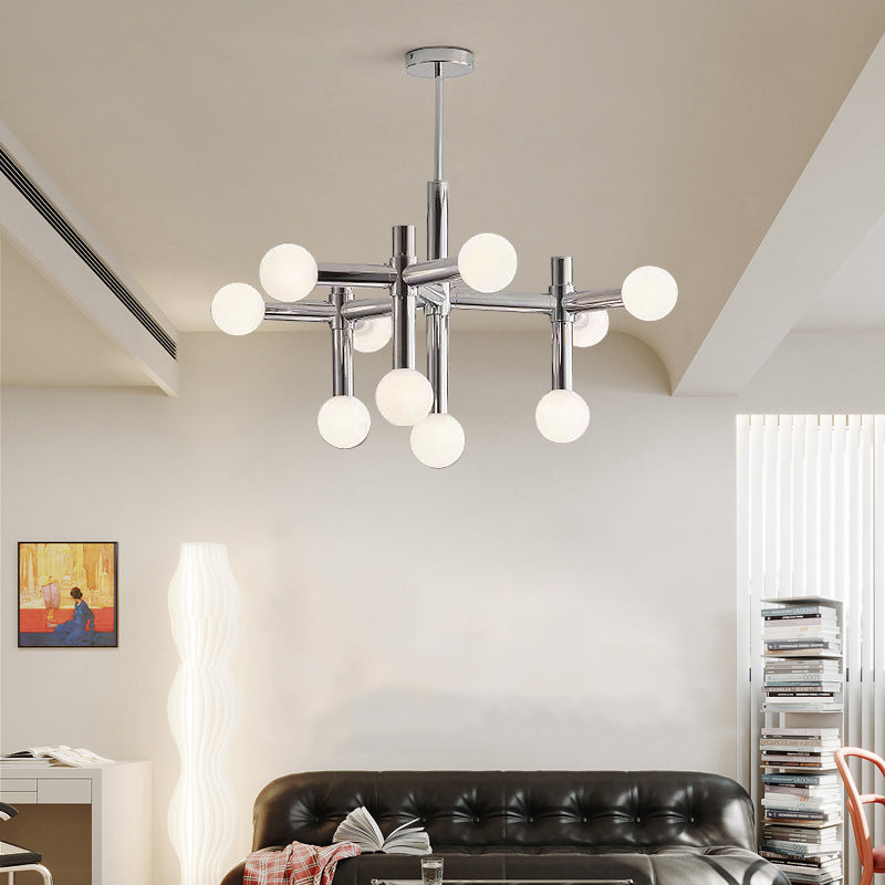 Modern Mid-Century Sputnik Iron Frame Acrylic Ball Shade 10/13-Light Chandelier For Living Room