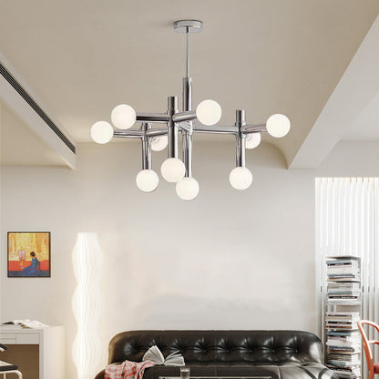 Modern Mid-Century Sputnik Iron Frame Acrylic Ball Shade 10/13-Light Chandelier For Living Room