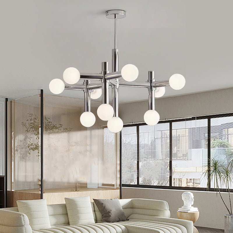 Modern Mid-Century Sputnik Iron Frame Acrylic Ball Shade 10/13-Light Chandelier For Living Room
