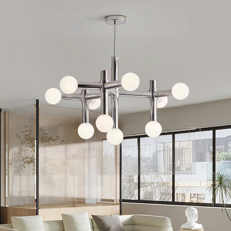 Modern Mid-Century Sputnik Iron Frame Acrylic Ball Shade 10/13-Light Chandelier For Living Room