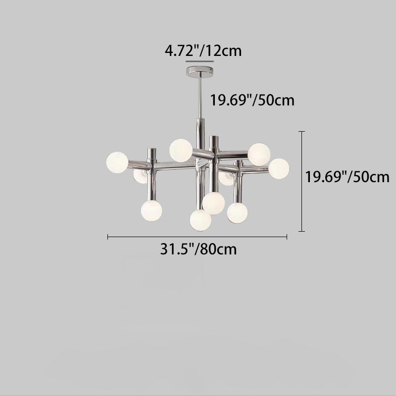 Modern Mid-Century Sputnik Iron Frame Acrylic Ball Shade 10/13-Light Chandelier For Living Room