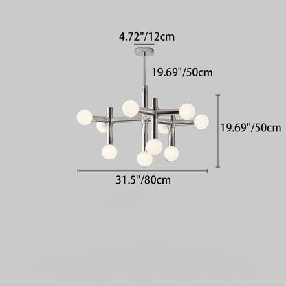 Modern Mid-Century Sputnik Iron Frame Acrylic Ball Shade 10/13-Light Chandelier For Living Room