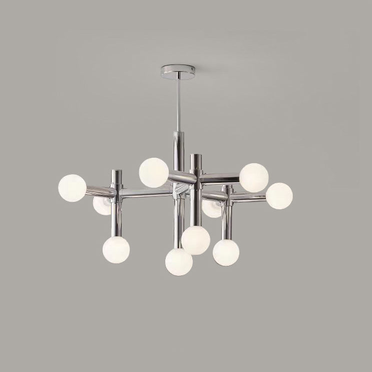 Modern Mid-Century Sputnik Iron Frame Acrylic Ball Shade 10/13-Light Chandelier For Living Room