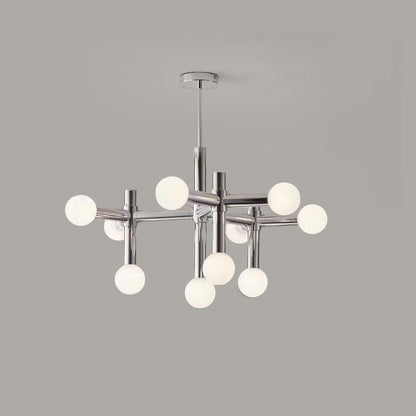 Modern Mid-Century Sputnik Iron Frame Acrylic Ball Shade 10/13-Light Chandelier For Living Room
