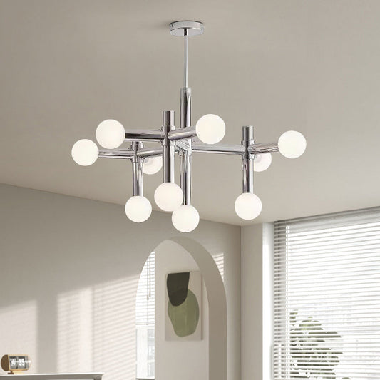 Modern Mid-Century Sputnik Iron Frame Acrylic Ball Shade 10/13-Light Chandelier For Living Room