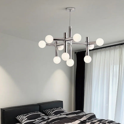 Modern Mid-Century Sputnik Iron Frame Acrylic Ball Shade 10/13-Light Chandelier For Living Room