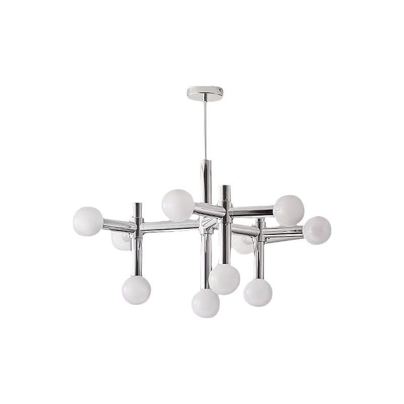 Modern Mid-Century Sputnik Iron Frame Acrylic Ball Shade 10/13-Light Chandelier For Living Room