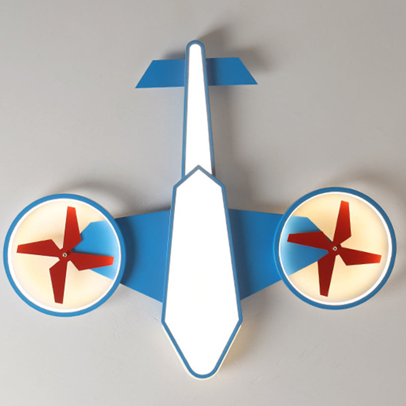 現代的でクリエイティブな漫画の飛行機柄アイアンアクリル製LEDフラッシュマウントシーリングライト（寝室用）