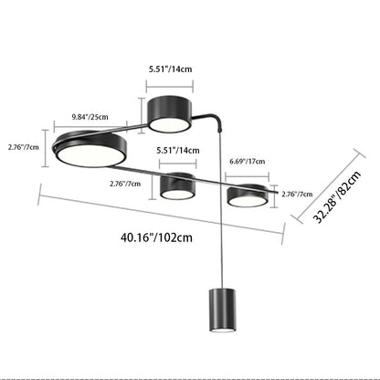 Modern Minimalist Cylinder Long Bend Iron LED Flush Mount Ceiling Light For Living Room