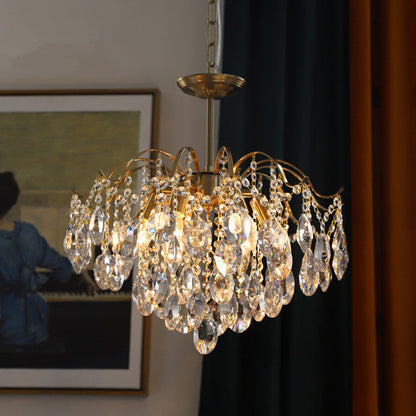 Traditional Vintage Branch Curved Line Teardrop Iron Crystal 5/6/8 Chandelier For Living Room