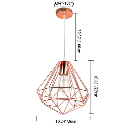 Traditional Vintage Diamond Mesh Iron 1-Light Pendant Light For Bedroom