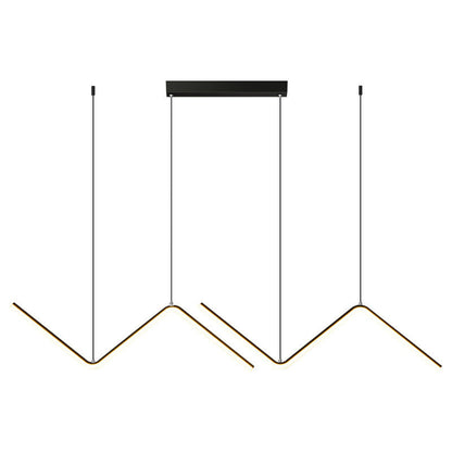 Contemporary Scandinavian Long Bent Line Iron Aluminum Acrylic LED Island Pendant Light For Dining Room