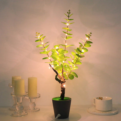 Contemporary Creative Faux Tree Blade Plastic LED Table Lamp For Bedroom