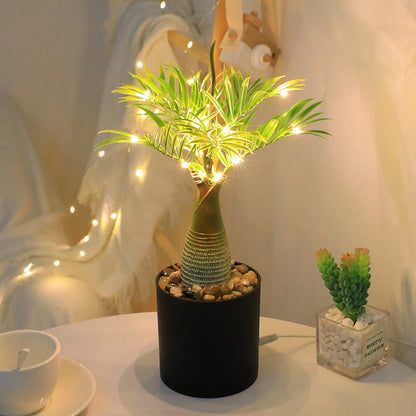 Contemporary Creative Faux Tree Blade Plastic LED Table Lamp For Bedroom
