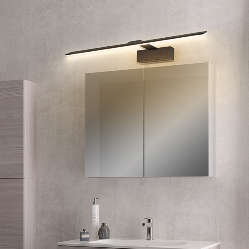 Modern Minimalist Long Rectangle Stainless Steel Acrylic LED Vanity Light Mirror Front Wall Sconce Lamp For Bathroom