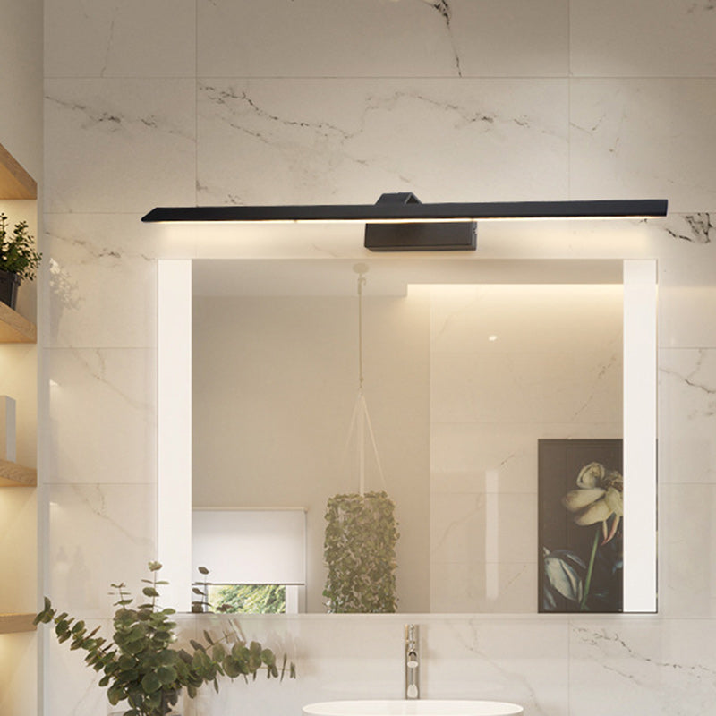 Modern Minimalist Long Rectangle Stainless Steel Acrylic LED Vanity Light Mirror Front Wall Sconce Lamp For Bathroom