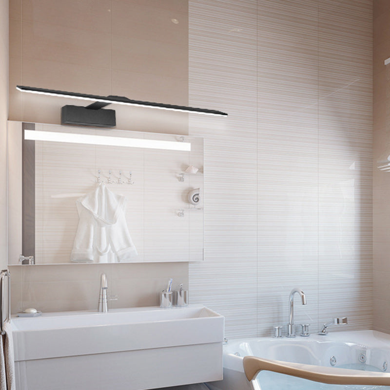Modern Minimalist Long Rectangle Stainless Steel Acrylic LED Vanity Light Mirror Front Wall Sconce Lamp For Bathroom